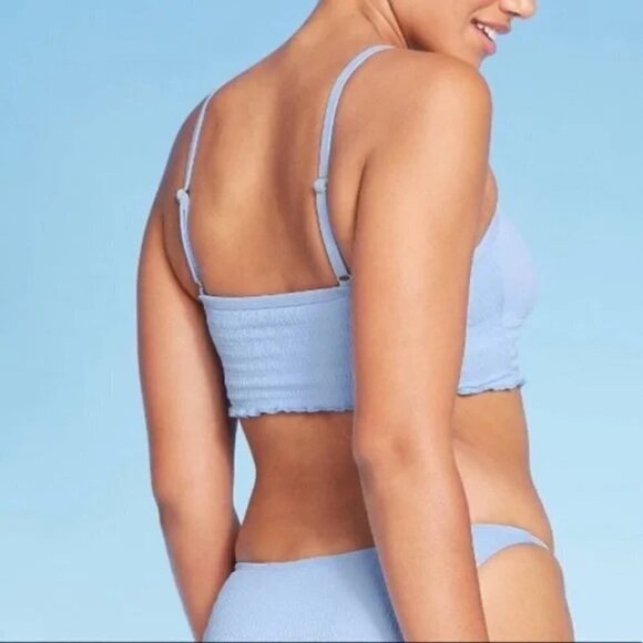 Xhilaration Baby Blue Cami Tank Textured Swim Bandeau Bikini Top Size XL NWT - Picture 3 of 8